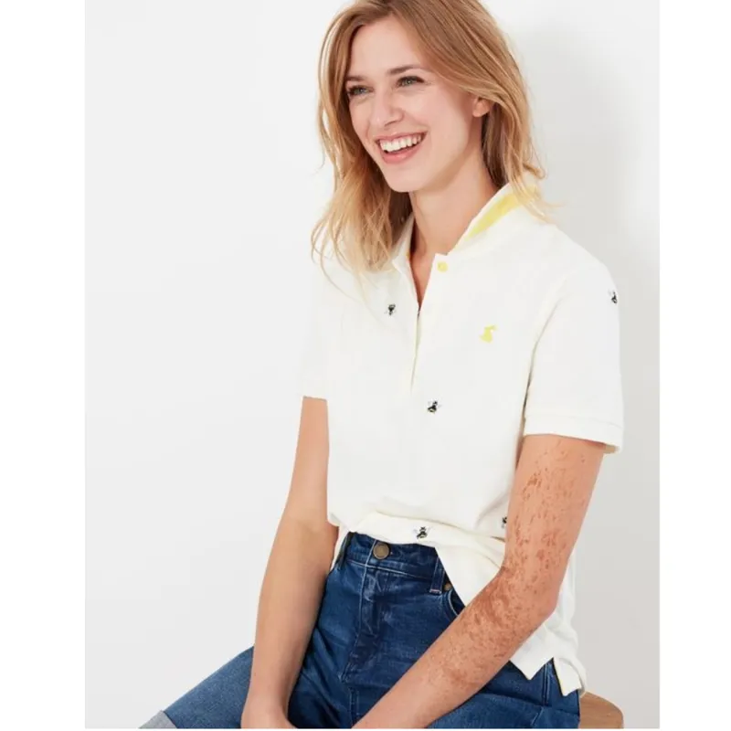 Joules Pippa Embroidered Polo Shirt - Cream Bee -1
